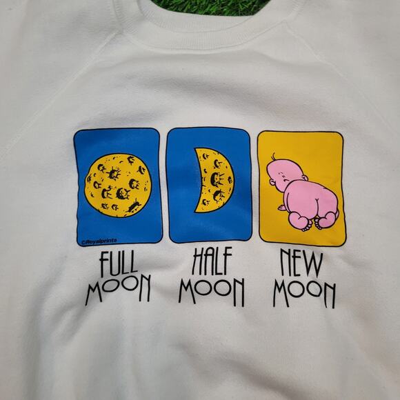 VTG 90s Hanes USA Funny Moon Butt Graphic Sweatshirt Boxy Fit M/L Womens XL - Picture 1 of 4